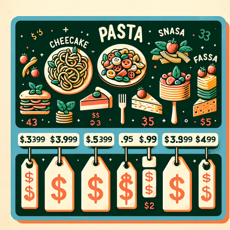 Cheesecake Factory Pasta Menu With Prices